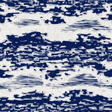 İndigo boyalı kumaş rastgele benekler desen dokusu. Kusursuz tekstil kumaş boyası baskıya dayanıklıdır. Japon kimono bloğu baskısı. Yüksek çözünürlüklü batik etkisi benekli kumaş parçası. 