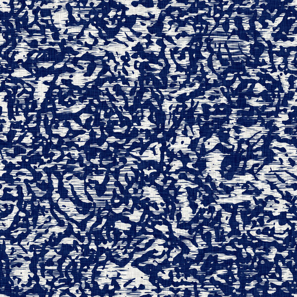 Indigo dyed fabric random flecks pattern texture. Seamless textile fashion cloth dye resist all over print. Japanese kimono block print. High resolution batik effect mottled swatch. 