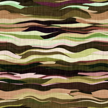 Yüzyılın ortalarında modern çizgili kumaş 1960 'ların modası. Kusursuz grafik kırık çizgi tekrar dokusu. Dekoratif doğa kamuflaj etkisi. Yumuşak mobilya ve moda baskısı için basılmış pamuk.