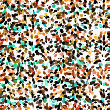 Suluboya düzensiz konfeti lekeli arka plan. Elle boyanmış tuhaf parti karnavalı kusursuz desen. Hoş desenli pamuk parçacıkları.