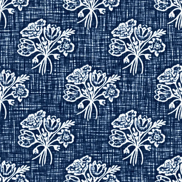 Asit, dekoratif keten çiçek motifli mavi kot etkisine sahiptir. Kusursuz kot tekstil kumaş kumaşı her yerde..