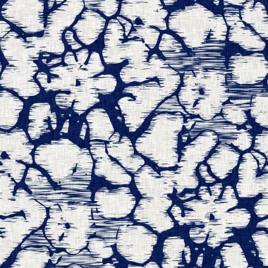 İndigo boyalı kumaş rastgele benekler desen dokusu. Kusursuz tekstil kumaş boyası baskıya dayanıklıdır. Japon kimono bloğu baskısı. Yüksek çözünürlüklü batik etkisi benekli kumaş parçası. 