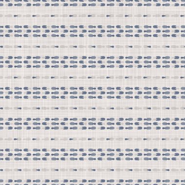 Kusursuz bir Fransız çiftlik evi jeo-keten baskı kumaş arka planı. Provence mavi gri desen dokusu. Şık, pejmürde bir arka plan. Parmak izi efektinin her yerinde tekstil taraması var.. 