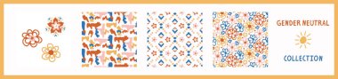 Tuhaf Henri Matisse stili kesme kalıbı seti. Kusursuz kolaj retro iz koleksiyonu. Moda bebek odası dekorasyonu, skandal modası, dekoratif çocuk baskıları. Vektör örnekleri