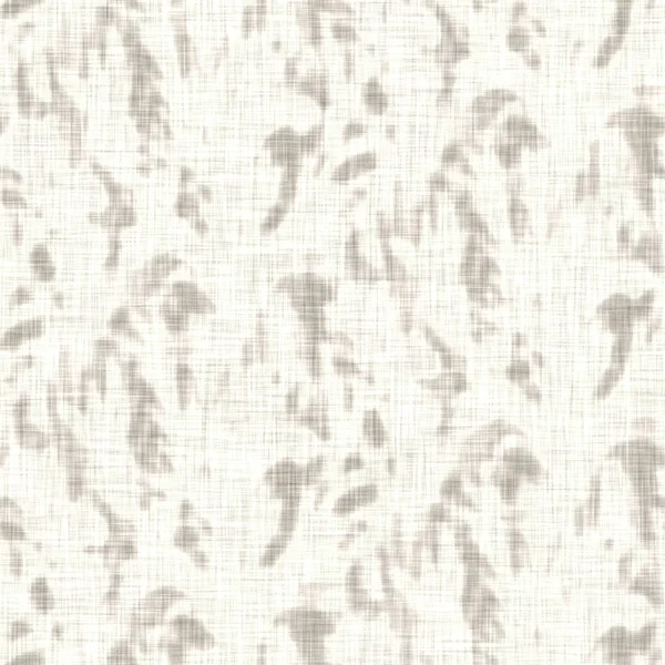 Handgezeichnete graue Textur mit Blumenmotiv aus Leinen. Skurrile Garten nahtlose Muster. Modernes Spring Doodle Florales Naturtextil für Wohndekoration. Botanischer Scandi-Stil rustikaler Öko-Ecru — Stockfoto