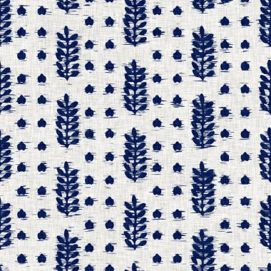 İndigo boyalı kumaş desenli doku. Kusursuz tekstil kumaş boyası baskıya dayanıklıdır. Japon kimono bloğu baskısı. Yüksek çözünürlüklü batik etkisi tekrarlanabilir kumaş parçası. 