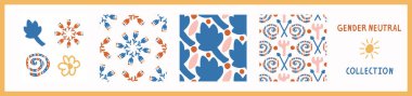 Tuhaf Henri Matisse stili kesme kalıbı seti. Kusursuz kolaj retro iz koleksiyonu. Moda bebek odası dekorasyonu, skandal modası, dekoratif çocuk baskıları. Vektör örnekleri