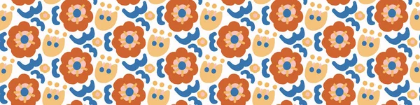 Abstrakter, verspielter Matisse-Stil ausgeschnittene Blumeneinfassung. Nahtlos moderne Sci-Collage-Einfassungen für Retro-Kids. Trendy skurrile Kind floralen Papeterie Header. Wiederholbare Vektorstreifen. — Stockvektor