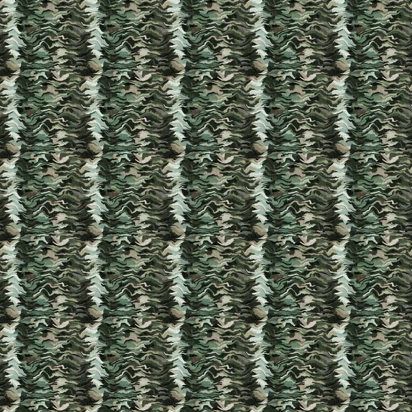 Camouflage donker underbrush hout stijl textuur materiaal. Naadloos patroon in aardetinten verborgen effect. Militaire en leger jungle bos ontwerp op kaki katoen textiel print. — Stockfoto