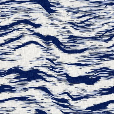 İndigo boyalı kumaş şerit desen dokusu. Kusursuz tekstil kumaş boyası baskıya dayanıklıdır. Japon kimono bloğu baskısı. Yüksek çözünürlüklü batik etkisi çizgili kumaş parçası. 