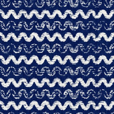 İndigo boyalı kumaş şerit desen dokusu. Kusursuz tekstil kumaş boyası baskıya dayanıklıdır. Japon kimono bloğu baskısı. Yüksek çözünürlüklü batik etkisi çizgili kumaş parçası. 