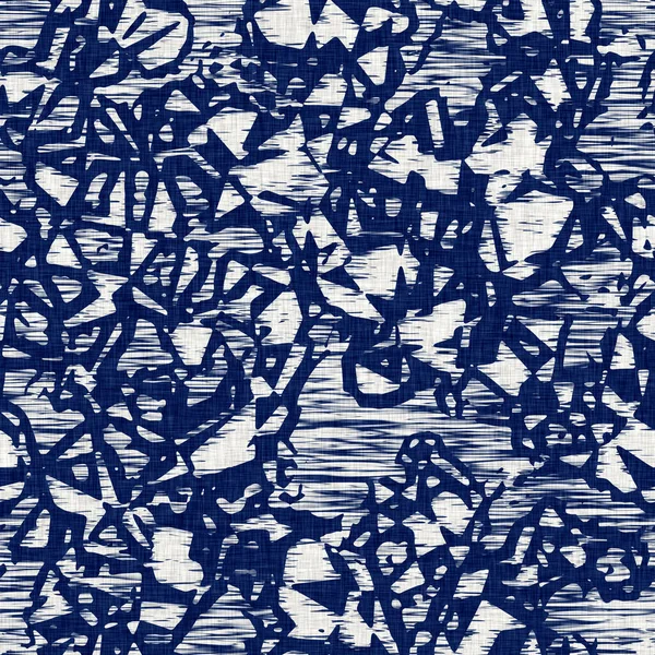 İndigo boyalı kumaş rastgele benekler desen dokusu. Kusursuz tekstil kumaş boyası baskıya dayanıklıdır. Japon kimono bloğu baskısı. Yüksek çözünürlüklü batik etkisi benekli kumaş parçası. — Stok fotoğraf