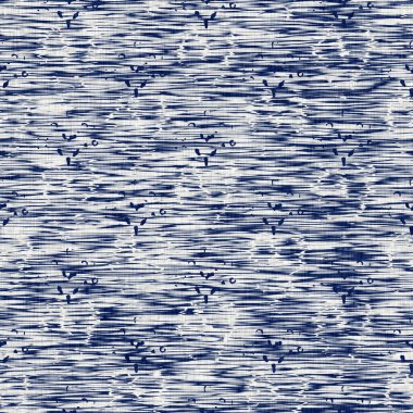 İndigo boyalı kumaş şerit desen dokusu. Kusursuz tekstil kumaş boyası baskıya dayanıklıdır. Japon kimono bloğu baskısı. Yüksek çözünürlüklü batik etkisi çizgili kumaş parçası. 