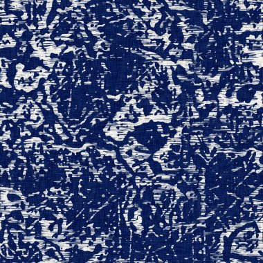 İndigo boyalı kumaş rastgele benekler desen dokusu. Kusursuz tekstil kumaş boyası baskıya dayanıklıdır. Japon kimono bloğu baskısı. Yüksek çözünürlüklü batik etkisi benekli kumaş parçası. 