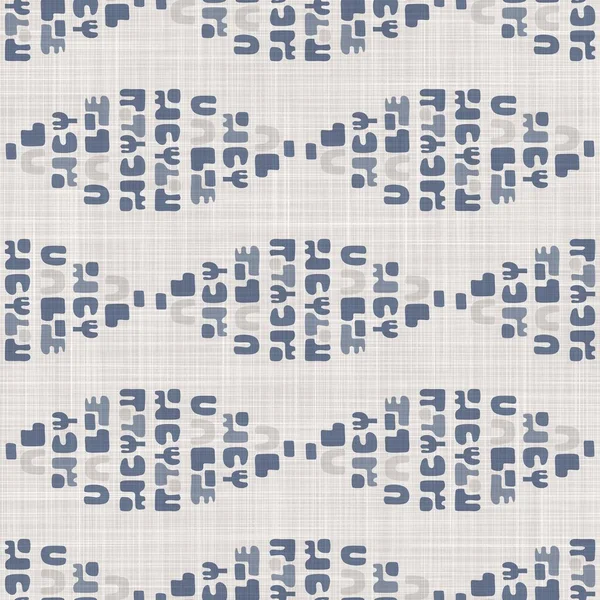 Bezešvé francouzské farmy geo prádlo tištěné textilie pozadí. Provence modrošedý vzor textury. Shabby elegantní tkané pozadí. Textilní rustikální scandi po celém efektu tisku. — Stock fotografie