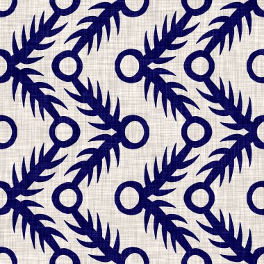 Kusursuz çivit çember dokusu. Mavi örülmüş boro pamuk boyalı efekt arka planı. Japonya Batik direncini tekrarlıyor. Her yerde Asya yıldızları var.
