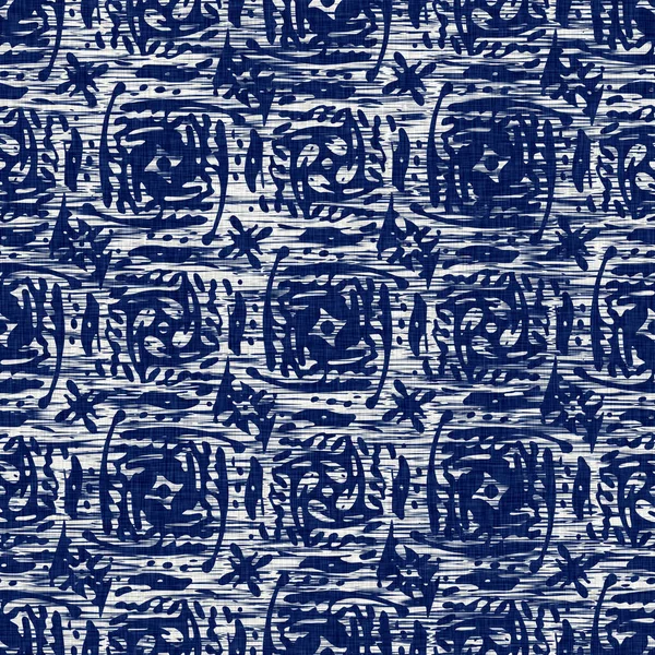 Tissu teint Indigo texture motif forme géo. Teinture de tissu de mode textile sans couture résister partout imprimer. Impression bloc kimono japonais. Effet batik haute résolution — Photo