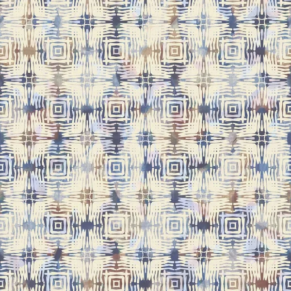 Rustic french grey geometric printed fabric. Seamless european style soft furnishing textile pattern. Batik all over digital geo print effect. Variegated blue decorative cloth. High quality raster jpg — Stock Photo, Image