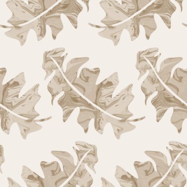 Sepia kahverengi mermer yapraklar, dikişsiz desen. Basit desenli matisse kağıt kesim tarzında ince 2 ton yaprak motifi. Her tarafı dekoratif baskı. En az bej rengi ecru kağıt jpg kumaş parçası. 