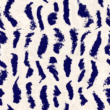 Kusursuz çivit mavisi deforme olmuş doku. Mavi örülmüş boro pamuk boyalı efekt arka planı. Japonya Batik direncini tekrarlıyor. Her yerde Asya yıldızları var.