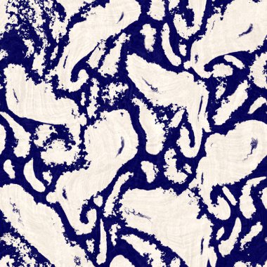 Kusursuz çivit mavisi deforme olmuş doku. Mavi örülmüş boro pamuk boyalı efekt arka planı. Japonya Batik direncini tekrarlıyor. Her yerde Asya yıldızları var.