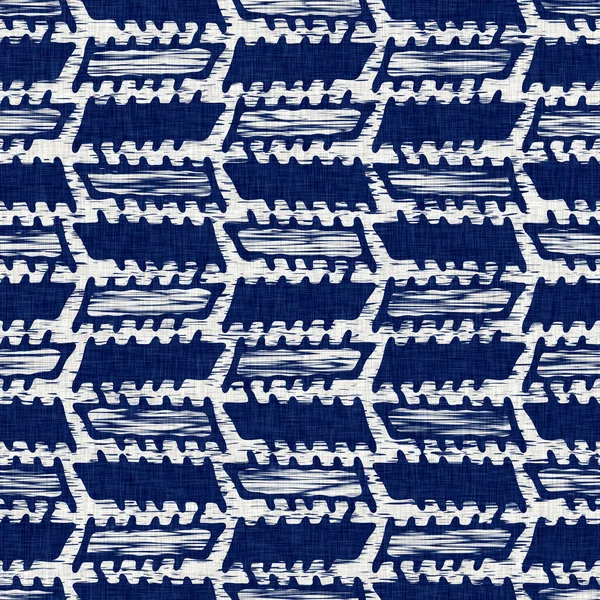 Indigo gefärbte Textur mit Streifenmuster. Nahtlose textile Modetuch Farbstoff widerstehen auf dem ganzen Druck. Japanischer Kimono-Blockdruck. Hochauflösender Batikeffekt gestreifter Swatch. — Stockfoto