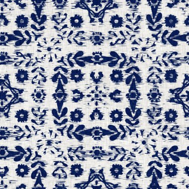  İndigo boyalı kumaş desenli çiçek deseni. Kusursuz tekstil kumaş boyası baskıya dayanıklıdır. Japon kimono bloğu baskısı. Yüksek çözünürlüklü batik etkisi tekrarlanabilir kumaş parçası. 