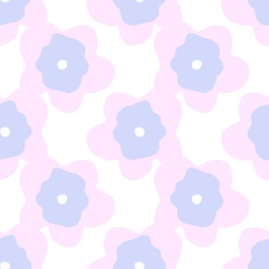 Neşeli neon çiçekli, kusursuz vektör arkaplanı. Retro siluet şeklinde renkli, kalın çiçekler. El çizimi tuhaf karalama arkaplanı. Doğal modern baskılar için.. 