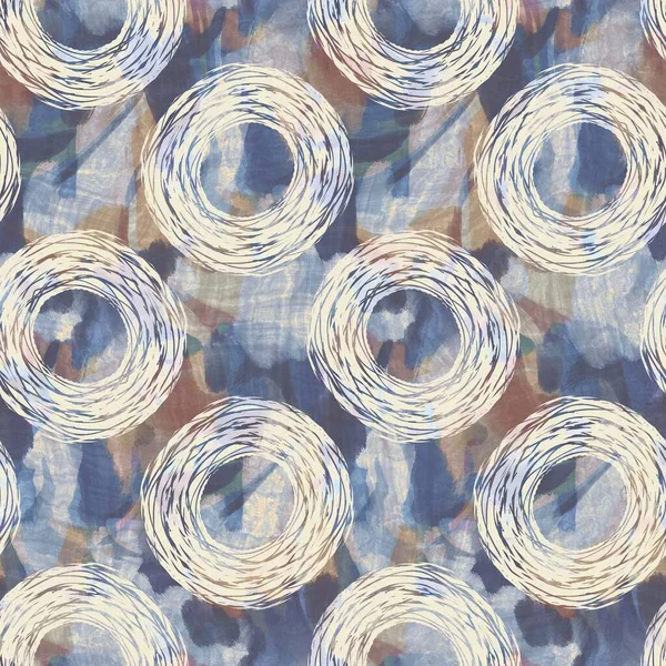 Tissu imprimé rustique en cercle gris français. Style européen sans couture motif textile ameublement doux. Batik partout effet d'impression numérique. Tissu décoratif bleu panaché. Haute qualité raster jpg. — Photo