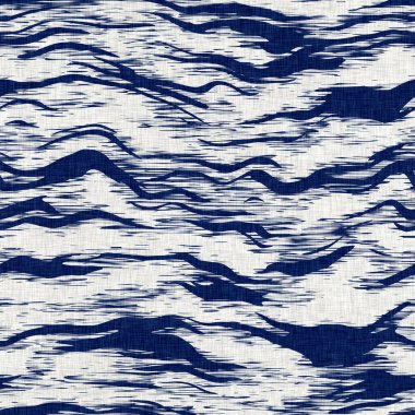 İndigo boyalı kumaş şerit desen dokusu. Kusursuz tekstil kumaş boyası baskıya dayanıklıdır. Japon kimono bloğu baskısı. Yüksek çözünürlüklü batik etkisi çizgili kumaş parçası. 