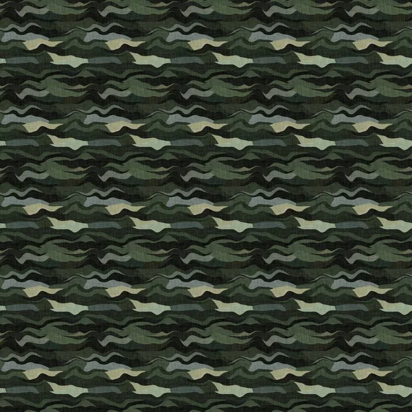 Camouflage dunklen Unterholz Stil Textur Material. Nahtlose Muster in Erdtönen versteckten Effekt. Urwald-Design von Militär und Armee auf khakifarbenem Baumwolltextildruck. — Stockfoto