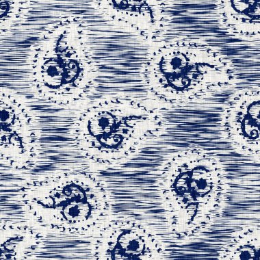  İndigo boyalı kumaş desenli çiçek deseni. Kusursuz tekstil kumaş boyası baskıya dayanıklıdır. Japon kimono bloğu baskısı. Yüksek çözünürlüklü batik etkisi tekrarlanabilir kumaş parçası. 