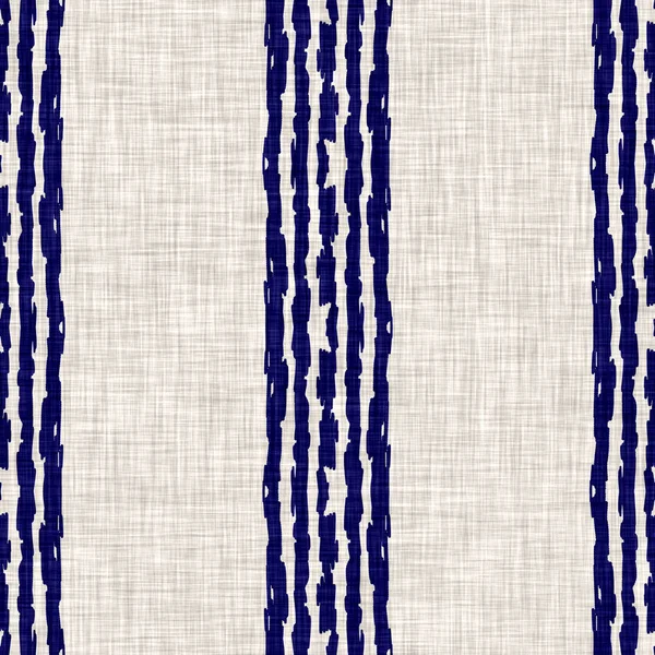 Nahtlose indigogewaschene Streifentextur. Blau gewebte Boro-Leinen Baumwolle gefärbt Effekt Hintergrund. Japaner wiederholen Batikmuster. Asiatisch gestreift auf dem ganzen Textildruck. — Stockfoto