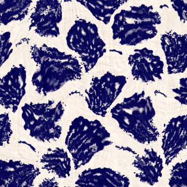 Kusursuz çivit mavisi deforme olmuş doku. Mavi örülmüş boro pamuk boyalı efekt arka planı. Japonya Batik direncini tekrarlıyor. Her yerde Asya yıldızları var.