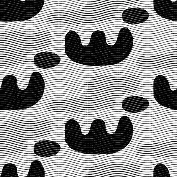 Naadloze geometrische zwart witte geweven visgraatstructuur. Tweekleurig 50s monochroom patroon. Modern textiel weven effect. Mannelijke gebroken lijn herhalen jpg print. — Stockfoto