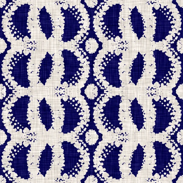 Texture géométrique indigo sans couture. Bleu tissé boro coton fond effet teint. Japon répétition batik résister modèle. Asiatique étoilé partout imprimer — Photo