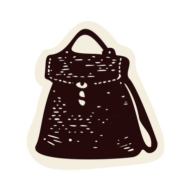 Siyah ve beyaz el çizimi vektör çizimi. Seyahat bagajı için basit bir sırt çantası.. 