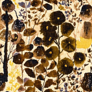 Stilize sonbahar kış kahverengimsi suluboya desenli. Kırsal kulübe stili bulanık efekt kumaş dokusu tasarımı. Her yerde sonbahar botaniği var.