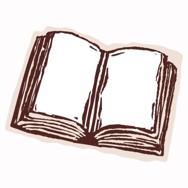 Simge logosu yazmak için boş sayfalar. Basit boş İncil çıkartma motifi. Elle çizilmiş siyah-beyaz vektör günlüğü, kendi metninizi eklemek için kopyalama alanı olan defter. 