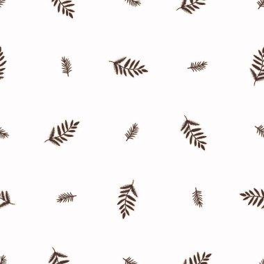 Her yerde kaprisli bir yaprak var. Kusursuz eğreltiotu yaprağı vektör deseni. Orman doğası için ev dekorasyonu, linocut orman motif duvar kağıdı. 