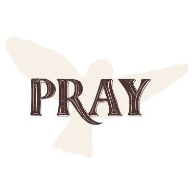 Umut dolu bir dua isteği motifi. Hristiyan İncil günlüğü. Kutsal Ruh güvercin klip sanatı ile kilise bülteni ya da kadınlar için İncil çalışmaları için dua edin. El çizimi siyah ve beyaz metin