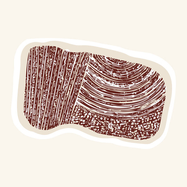 Isolated flat vector motif with grunge broken scratched flecked texture design for quirky urban modern stylised sticker icon element. Organic abstract hand drawn textured effect accent illustration.