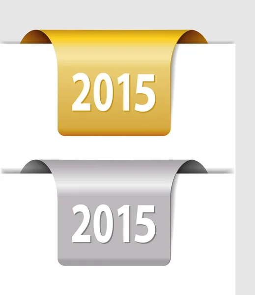 Zlaté a stříbrné 2015 popisky — Stockový vektor