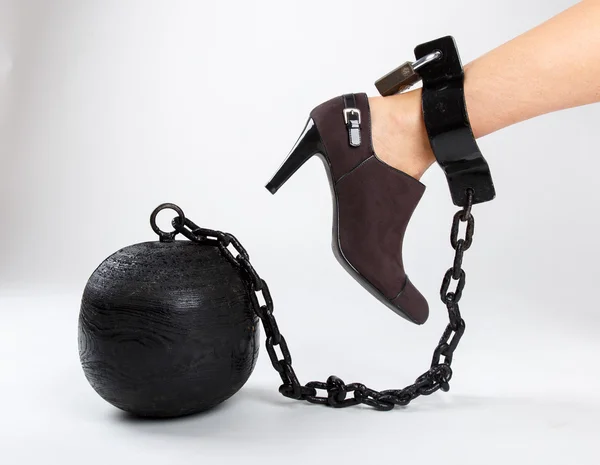 Foot with prison ball — Stock Photo, Image