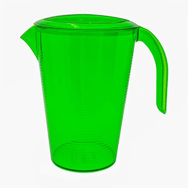 Jarro Plástico Verde Para Bebidas Frias Água Limpa Jarro Isolado — Fotografia de Stock