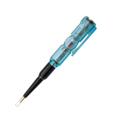 Beyaz arka planda izole edilmiş elektrik fazını belirlemek için gösterge tornavida. Proje ve tasarım için resim.