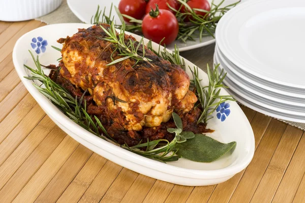 Roast of veal with rosemary and tomatoes — Stock Photo, Image