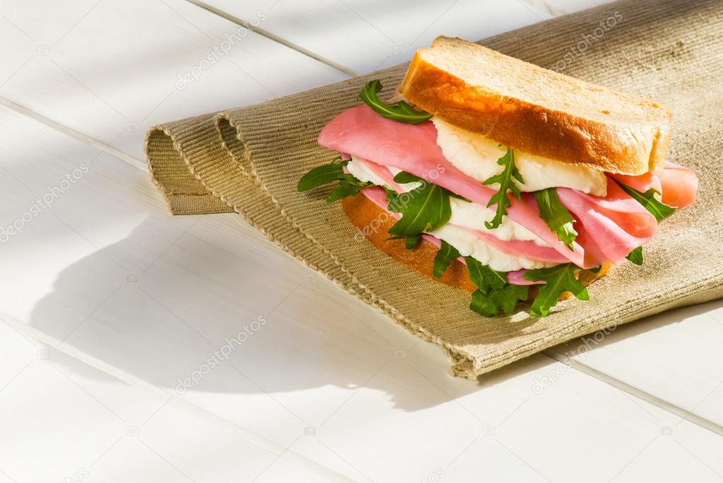 Sandwich with cheese and ham