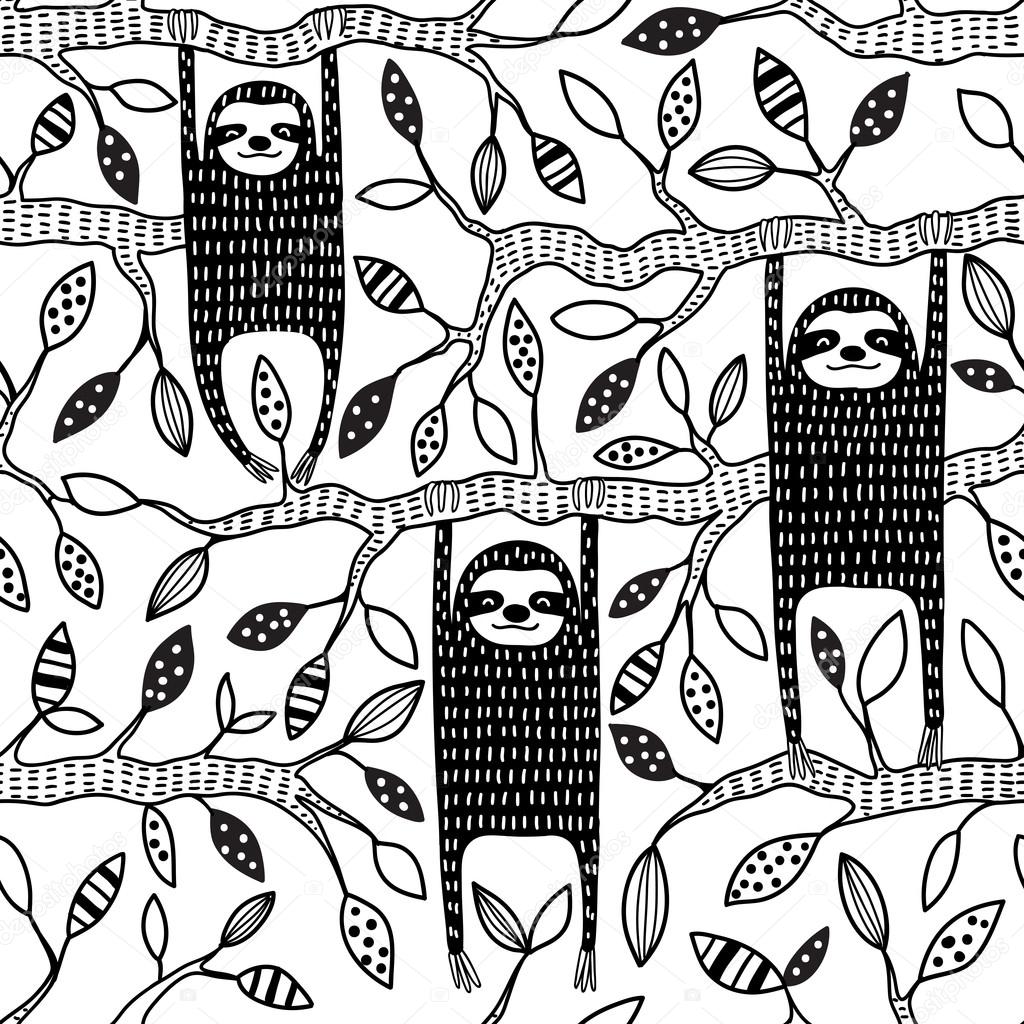 Sloths seamless pattern