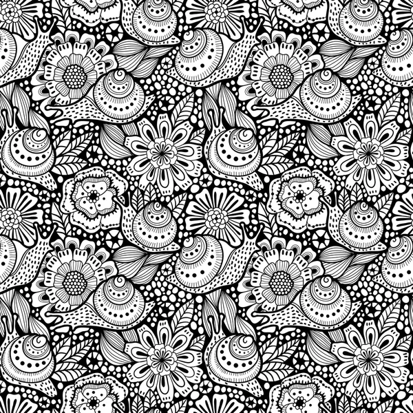 Modèle floral abstrait sans couture avec des escargots — Image vectorielle